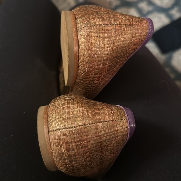 Tory Burch $295 size 8 petal ballet flats lavender woven raffia straw euc box - Picture 5 of 14